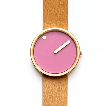 PICTO!皮革系列腕錶(棕X粉紅)
