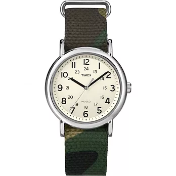 【TIMEX】天美時經典復刻帆布冷光系列 (白/迷彩綠 TXT2P365)