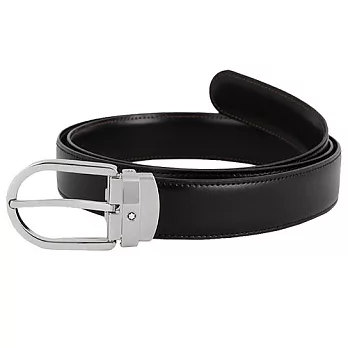 萬寶龍圓弧鍍鈀 Logo皮帶