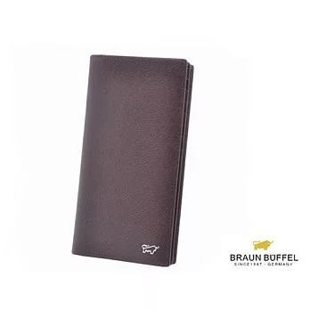 【BRAUN BUFFEL．德國小金牛】MACHT馬毛系列十五卡長夾-皮革棕