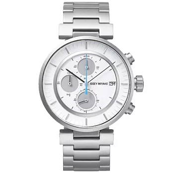 ISSEY MIYAKE三宅一生 W系列『W』精粹時尚三眼腕錶(鋼帶-銀)