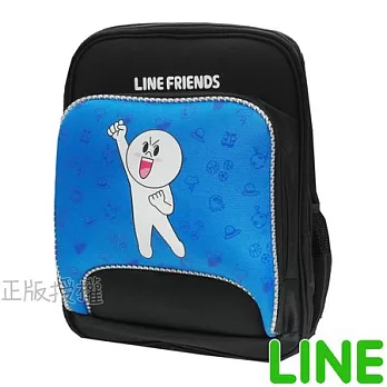 【LINE FRIENDS】㊣版授權 日式EVA護背三層後背書包(三色)藍色饅頭人款