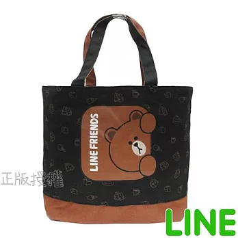 【LINE FRIENDS】㊣版授權 帆布手提托特袋(三色)咖啡色