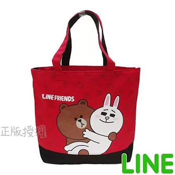 【LINE FRIENDS】㊣版授權 帆布手提托特袋(三色)紅色