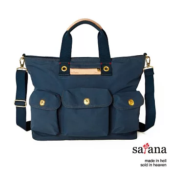 satana - 軍事風斜背/手提托特包 - 午夜藍