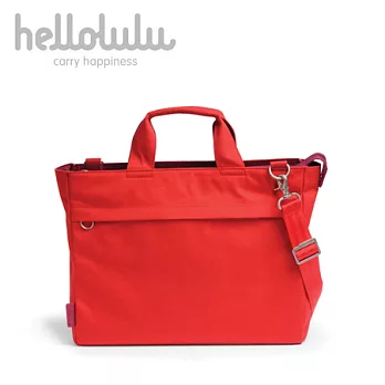 Hellolulu 15吋手提側背筆電包-尼龍帆布紅