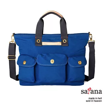 satana - 軍事風斜背/手提托特包 - 星空藍