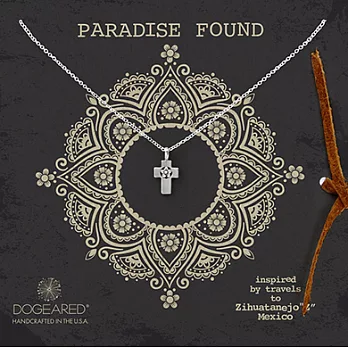 Dogeared paradise found flower cross necklace 浮雕花朵十字架925純銀項鍊 18吋