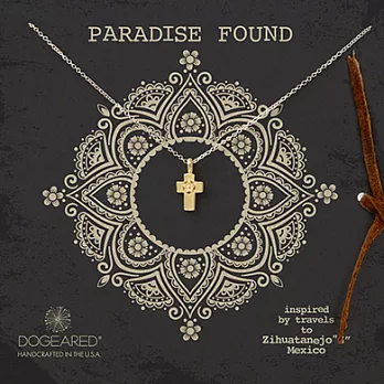 Dogeared paradise found flower cross necklace 浮雕花朵十字架925純銀鑲14k金項鍊 18吋