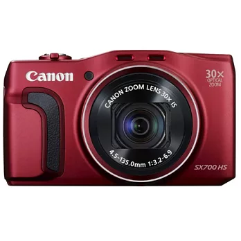 (平輸中文)Canon SX700HS 薄型高倍率類單眼相機-送32G+電池+相機包..共7禮/紅色