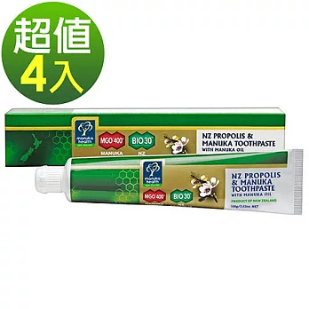 (4入) 紐西蘭Manuka Health 茶樹蜂膠牙膏100g（綠-Manuka Oil）