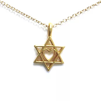 Dogeared 六芒星鑲愛心 jewish star heart 靈魂智慧 金色許願項鍊