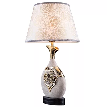 古典玫瑰陶瓷電鍍金 布罩檯燈 FT-33623