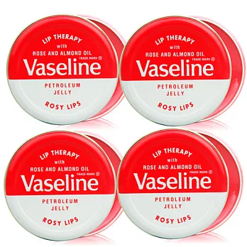 Vaseline 凡士林 玫瑰精華 - 歐版圓罐護唇精華膏 (20g)X4入