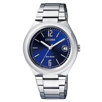 CITIZEN Eco-Drive全新自我耀眼日期腕錶-藍X銀(小)