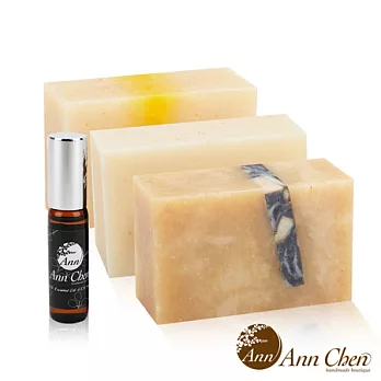 陳怡安手工皂-清輕舒爽三入皂禮盒組(贈安眠舒壓滾珠精油)養生檜木+米香米鄉+