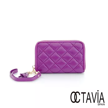 【Octavia 8 真皮】小流蘇菱格手提短夾 - 紫寶