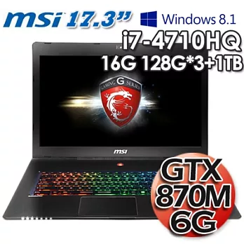 微星MSI GS70 精裝版 i7-4710HQ GTX870M 6G獨顯 17.3吋Win8.1 遊戲機筆電(GS70 2PE-GG747116G1T0DX81M)