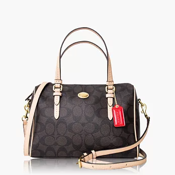 COACHPVC材質兩用波士頓包(小款)_深咖啡