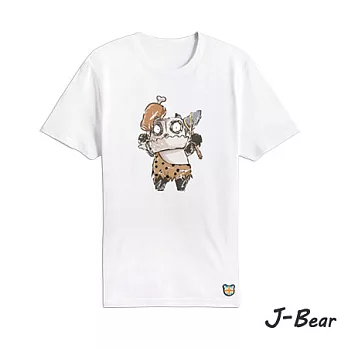 【男人幫】JJ061＊【手繪熊史前原始熊短袖T恤白色 2S號