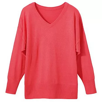 【cecile】V領寬版針織上衣M桃紅色