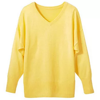 【cecile】V領寬版針織上衣M亮黃色