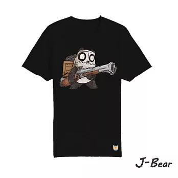 【男人幫】JJ066＊【手繪熊重量手槍熊短袖T恤】黑色 號