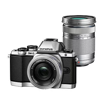 【OLYMPUS】E-M10+14-42mm+40-150mm雙鏡組(公司貨)+SD32G+專用電池+UV鏡X2+清潔組+讀卡機+小腳架+保護貼+HDMI-黑色
