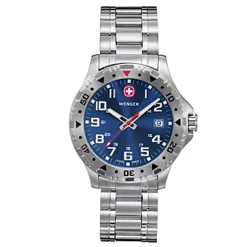 【WENGER OF ROAD】越野系列腕錶-寶藍色/40mm/鍊帶款