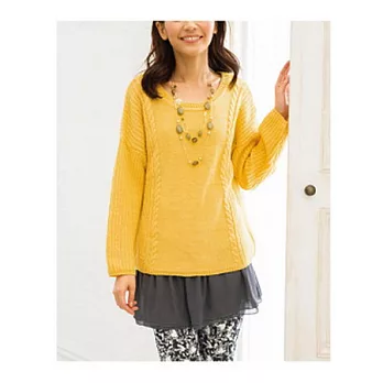 【cecile】針織圓領素面上衣M黃色