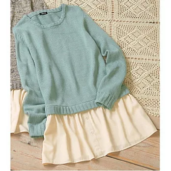 【cecile】假兩件式裙擺拼接上衣M淡綠色