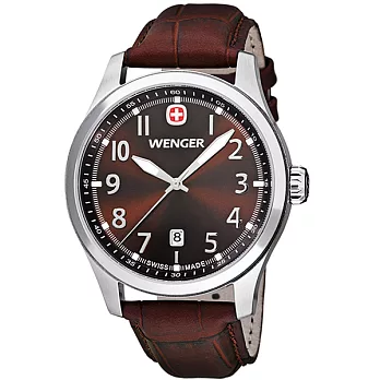 【WENGER 瑞士威戈】TERRAGRAPH系列腕錶-咖啡/43mm大錶徑