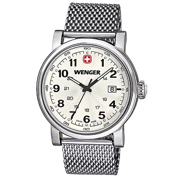 【WENGER 瑞士威戈】URBAN CLASSIC城市經典系列腕錶-銀白色面盤/41mm/米蘭帶