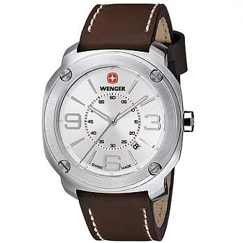 【WENGER 瑞士威戈】ESCORT 護衛者系列腕錶-銀色面盤/43mm/大錶徑