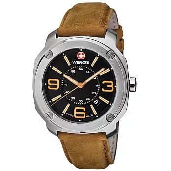 【WENGER 瑞士威戈】ESCORT 護衛者系列腕錶-棕褐色錶帶/43mm/大錶徑