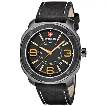【WENGER 瑞士威戈】ESCORT 護衛者系列腕錶-焦糖色指針/43mm/大錶徑