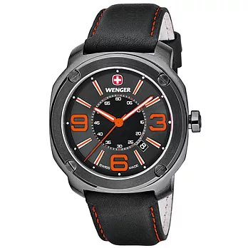 【WENGER 瑞士威戈】ESCORT 護衛者系列腕錶-橙色指針/43mm/大錶徑