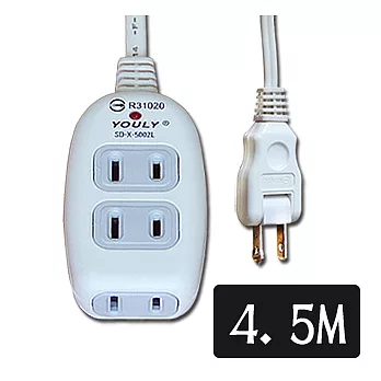 悠麗 二孔旋轉一燈三插座電源延長線 15尺 SD-X-5002L-15