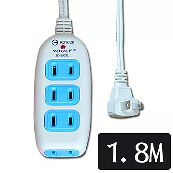 悠麗 二孔一燈四插座電源延長線 6尺 SD-5003L-06
