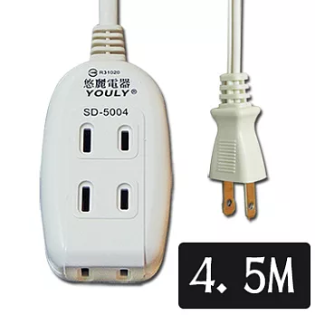 悠麗 一體成型二孔三插座電源延長線 15尺 SD-5004-15