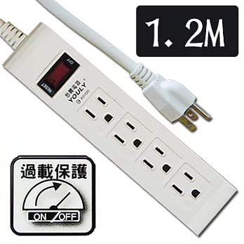 悠麗 三孔一開關四插座安全電源延長線 4尺 SD-1432-04