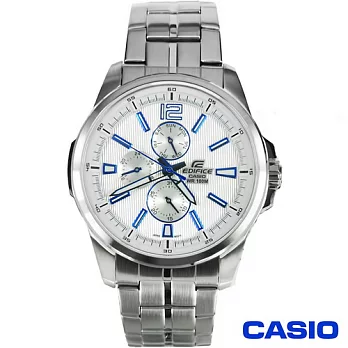 CASIO EDIFICE系列落直紋三環鋼帶腕錶 EF-343D-7A