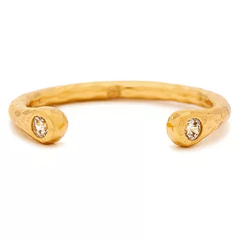 GORJANA 鑲白鑽 手工波浪紋 C型金色戒指 Nebesa Cuff Ring