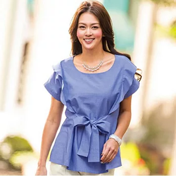 【cecile】立體風蝴蝶結造型上衣L淡藍色