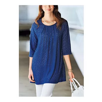 【cecile】圓領垂墜長版上衣M寶藍色