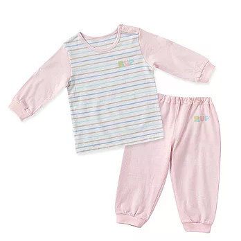 【奇哥】PUP 舒適圓領上衣+長褲 -24M條紋粉紅