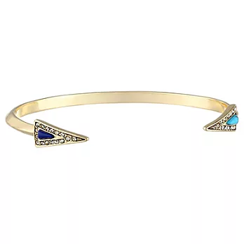 House of Harlow 1960 雙頭鉚釘 鑲土耳其藍石 白水晶金手環 Acute Cuff