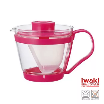 【iwaki】新款玻璃微波茶壺 400ml(桃粉)