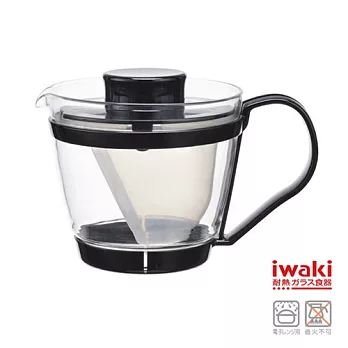 【iwaki】新款玻璃微波茶壺 400ml(黑)