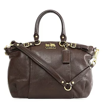 COACH 皮革肩背/手提波士頓包(中款)_咖啡色